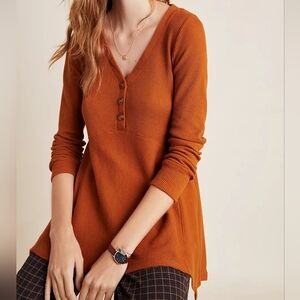 Maeve Orange Button-Front Tunic